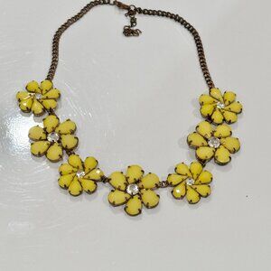 FLORAL YELLOW CHUNKY STATEMENT NECKLACE